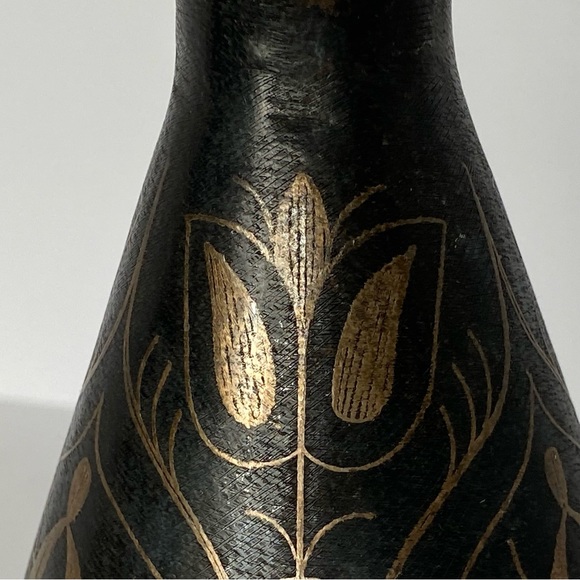 Vintage Brass Vase Etched India 7” Tall Metal Old Brown Bud Flower Engraved - Picture 8 of 16